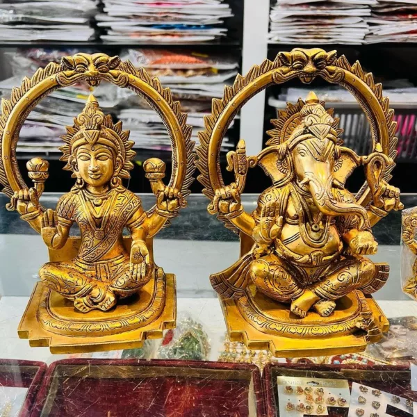 Brass Lakshmi Ganesh Statue