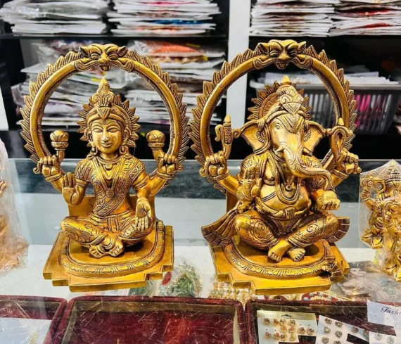 Brass Lakshmi Ganesh Statue